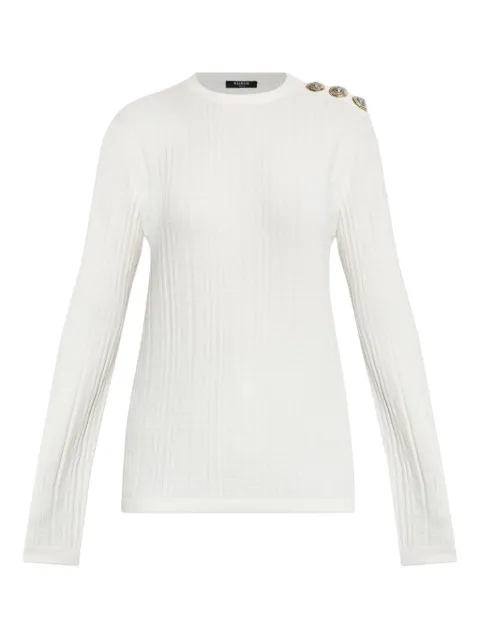 Balmain button-detail long-sleeve jumper Neutrals FF1KD090KI63