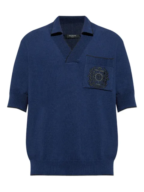Balmain polo-collar t-shirt Blue FH1GB049KI76