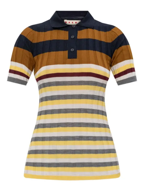 Marni striped polo top Brown POMD0055EQUFW537
