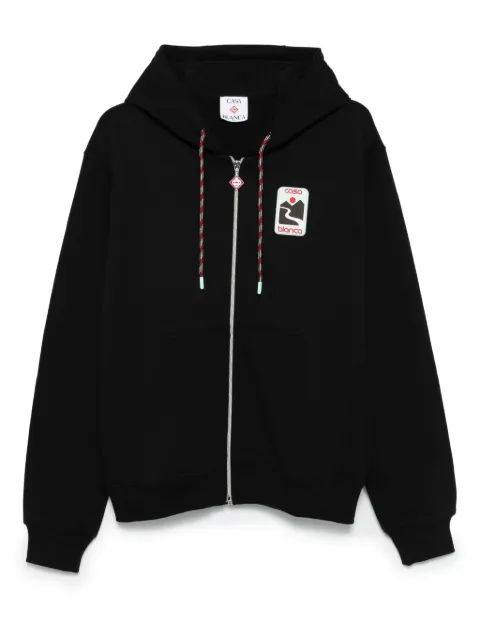 Casablanca logo-patch zip-up hoodie Black UMPF25JTP150