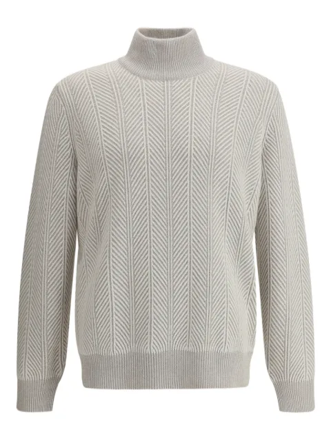 Brunello Cucinelli herringbone turtleneck sweater Grey M22709314