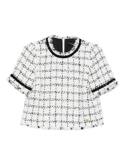 Karl Lagerfeld tweed short-sleeved top White A3W11028