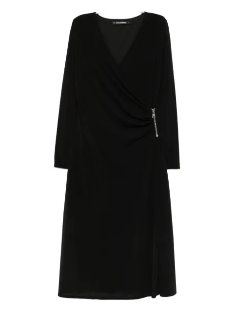 Karl Lagerfeld zip-detail wrap dress Black A3W13042999