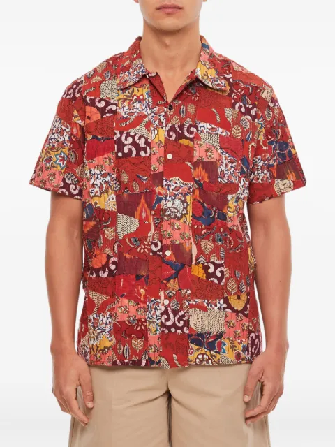 KARDO patchwork button-closure shirt Red CHINTANSPW03