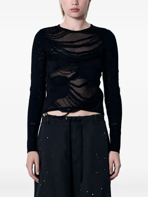 MM6 Maison Margiela distressed crew-neck sweater Black S62HL0032M13121