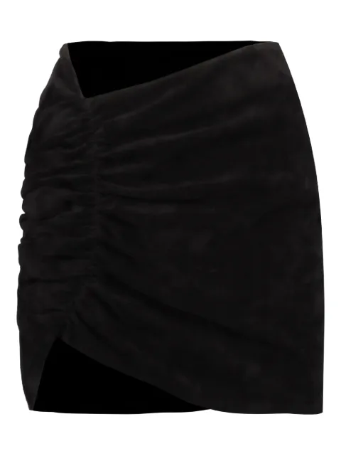 The Mannei leather short draped skirt Black WISHAWSKIRT