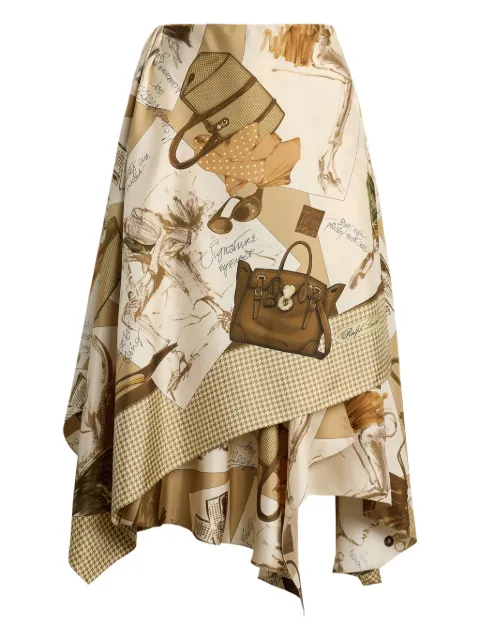 Ralph Lauren Collection asymmetric silk midi skirt Neutrals 290P00347001