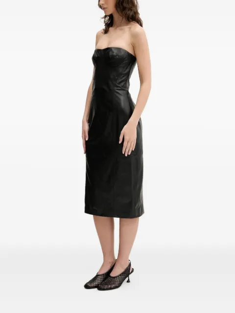 IRO BETTI strapless leather bodice midi dress Black WM33BETTI