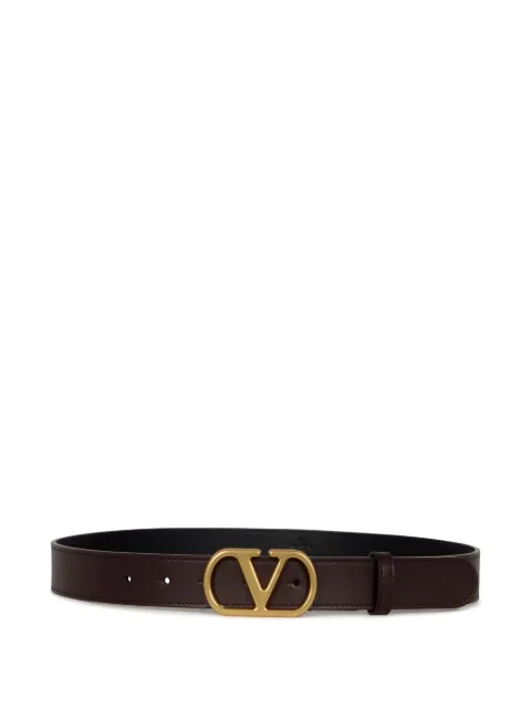 Valentino Garavani leather V-logo buckle belt Brown WT0SM3IYR
