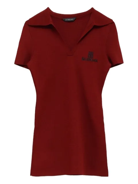 Balenciaga logo-embroidered polo top Red 835501T5231