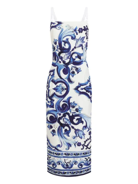 Dolce & Gabbana Majolica-print midi dress Blue I6KH3WHPAB8