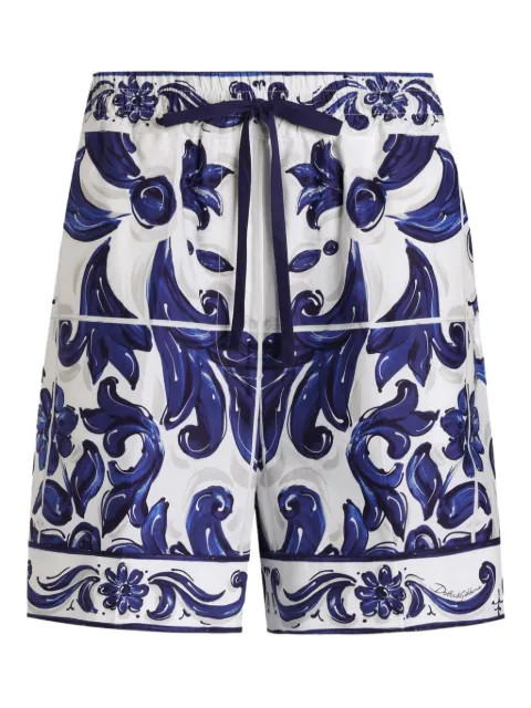 Dolce & Gabbana Majolica-print poplin shorts Blue I3J37WFI5JP