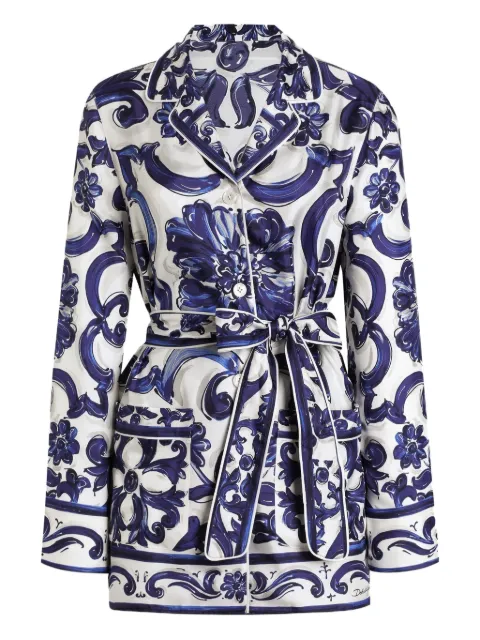 Dolce & Gabbana Majolica-print belted top Blue I5654WHI1S5