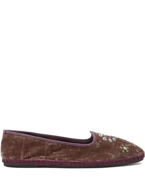 MALIPARMI embroidered velvet ballet flats Brown SB007861039
