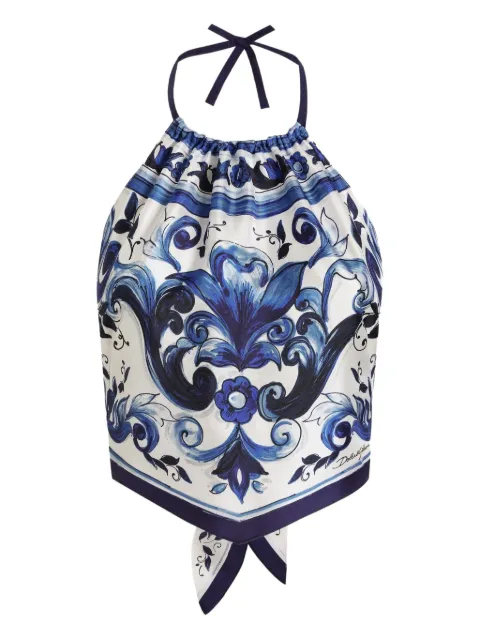 Dolce & Gabbana Majolica halterneck top Blue I7S09WHI1Y7