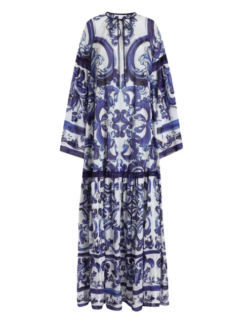 Dolce & Gabbana Majolica-print cotton dress Blue I6KH5WFI5NF