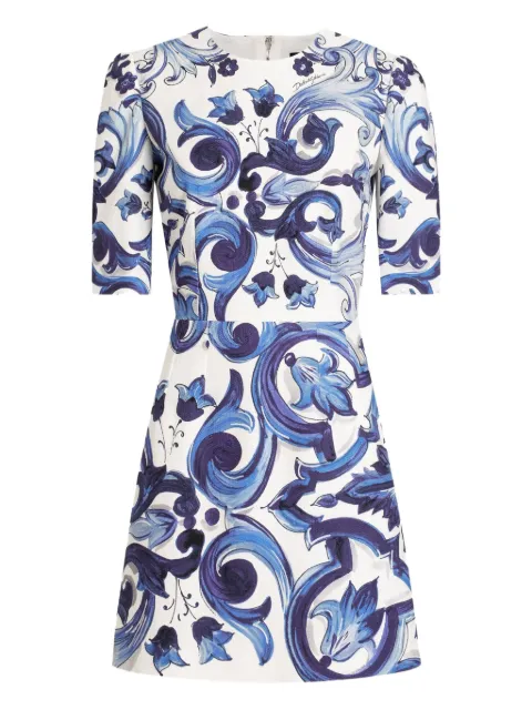 Dolce & Gabbana Majolica print short-sleeve dress Blue I6KH0WFPFTB