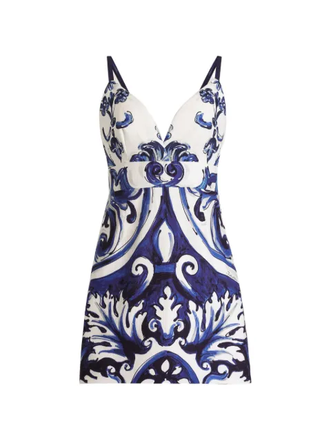 Dolce & Gabbana Majolica mini dress Blue I6KH1WFPFST