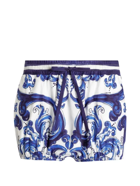 Dolce & Gabbana Majolica-print poplin shorts White I3J38WFI5JP