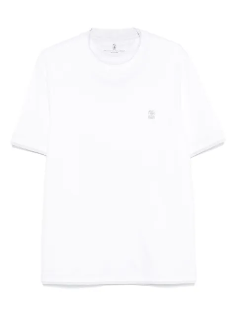 Brunello Cucinelli embroidered-logo T-shirt White M0B137451GCW787