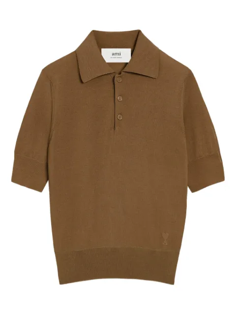 AMI Paris Ami De Coeur cotton polo shirt Brown H25FPL412KN0066
