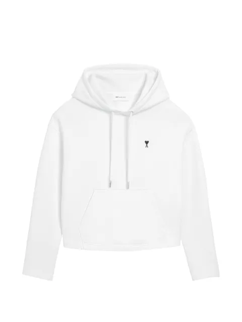 AMI Paris cotton Ami de Coeur cropped hoodie White FSW767730