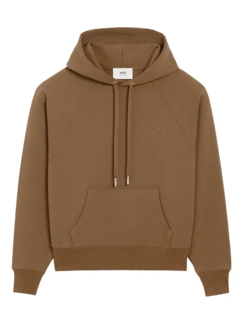 AMI Paris Ami De Coeur cotton hoodie Brown H25USW758747