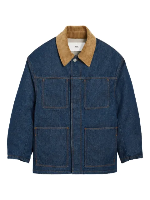 AMI Paris padded cotton worker jacket Blue H25UJK834DE0104