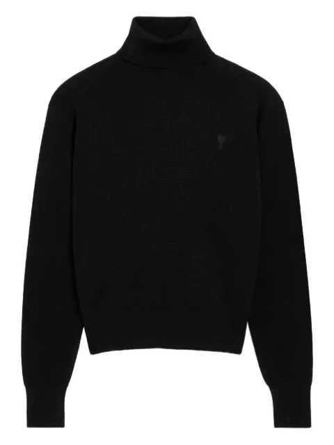 AMI Paris wool Ami de Coeur turtle neck sweater Black E26HKS827001