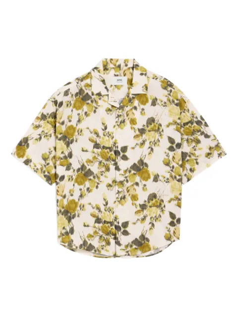 AMI Paris Ami floral-print short-sleeved camp shirt Neutrals H25HSH768VI0037