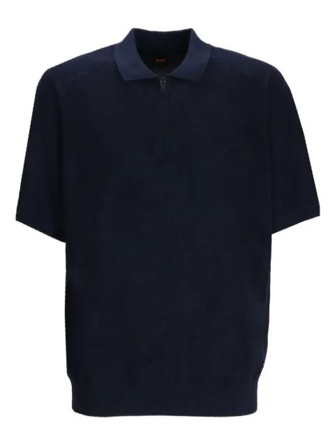 BOSS zip-up short-sleeve polo shirt Blue 50546173