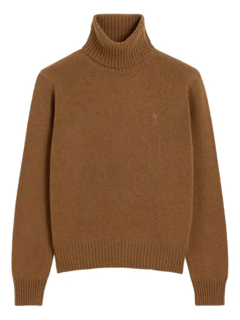 AMI Paris Ami de Coeur roll-neck sweater Brown H25HKS831005