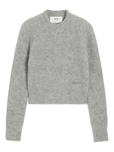 AMI Paris logo-embroidery crew-neck sweater Grey H25FKS824KN0021