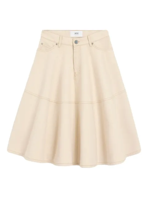 AMI Paris button-fastening cotton midi skirt Neutrals H25FSK436DE0106