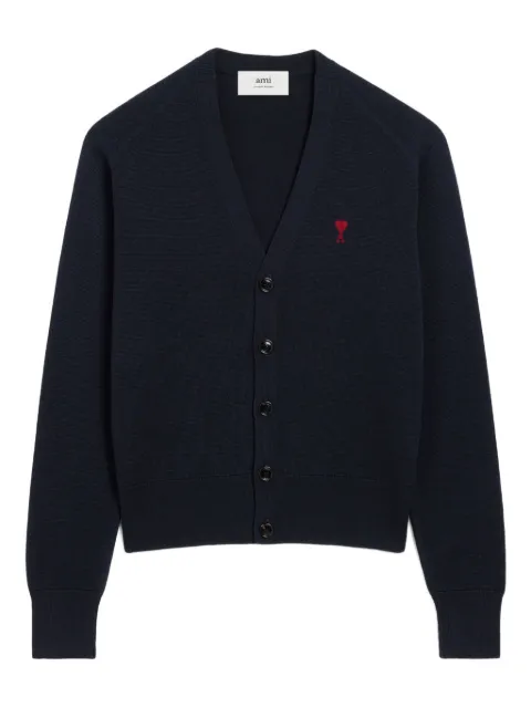 AMI Paris Ami De Coeur wool cardigan Blue H26HKC361001