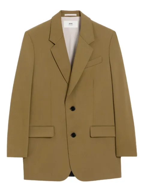 AMI Paris single-breasted wool jacket Green H25HBV001WV0067