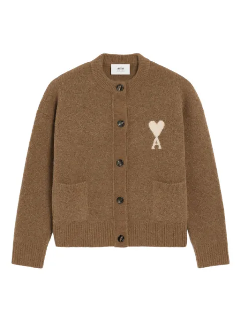 AMI Paris Ami de Coeur cardigan Brown H25UKC366KN0135