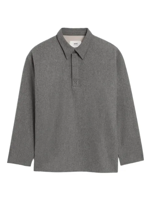 AMI Paris long-sleeved wool polo shirt Grey H25UPL781WV0058