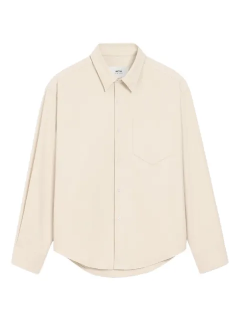AMI Paris Ami De Coeur embossed cotton boxy shirt Neutrals H25USH766CO0056