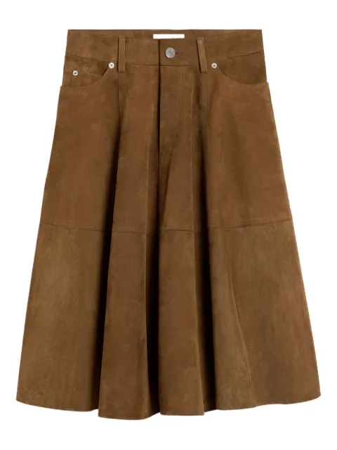 AMI Paris leather midi skirt Brown H25FSK437LH0059