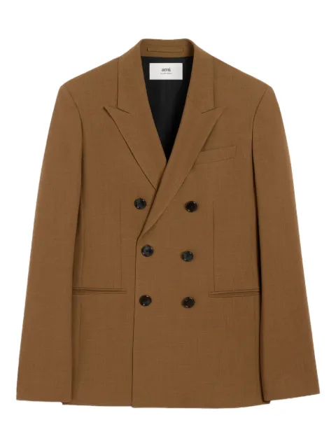 AMI Paris double-breasted wool jacket Brown H25FBV006WV0066
