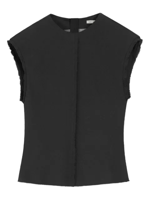 AMI Paris raw-edge sleeveless top Black H25FTP804VI0039