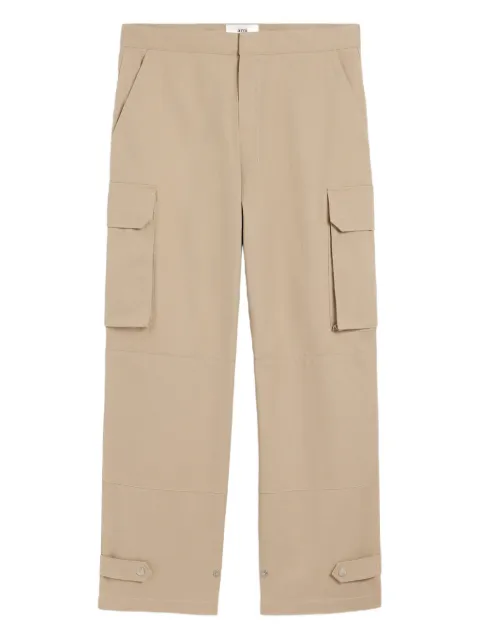 AMI Paris cotton gabardine cargo trousers Neutrals H25HTR828CO0132