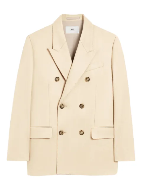 AMI Paris Loose double-breasted wool jacket Neutrals FBV002WV0058