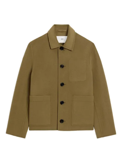 AMI Paris button-fastening patch-pocket jacket Green H25HJK844WV0022