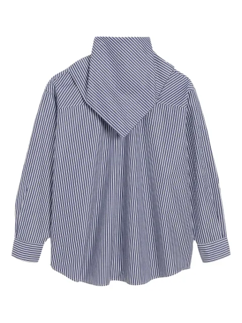 AMI Paris striped-pattern bandana-collar cotton shirt Blue H25UTP801CO0133