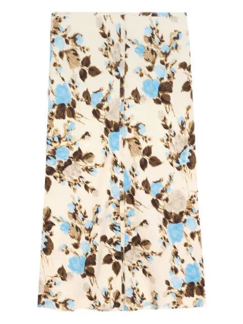 AMI Paris floral-print A-line midi skirt Neutrals H25FSK431VI0038