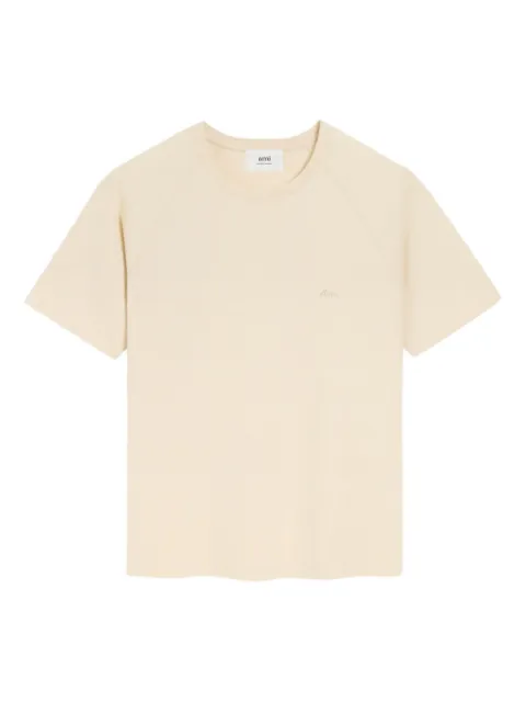 AMI Paris raglan-sleeve embroidered T-shirt Neutrals H25UTS334JE0172
