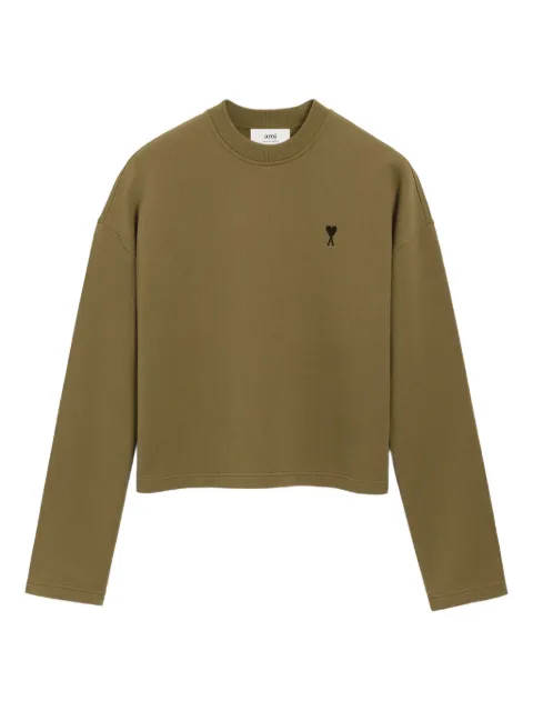 AMI Paris Ami De Coeur contrasted cotton sweatshirt Green H25FSW766730