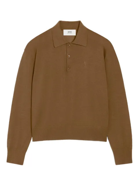 AMI Paris Ami de Coeur polo shirt Brown H25HPL406KN0066